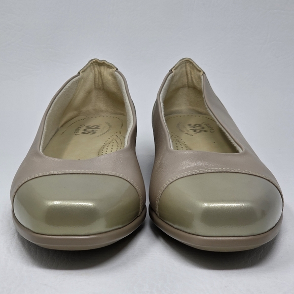 SAS SCENIC Champagne Leather Cap Toe Tripad Comfort Ballet Flat Shoe Size 9.5M - Picture 7 of 11